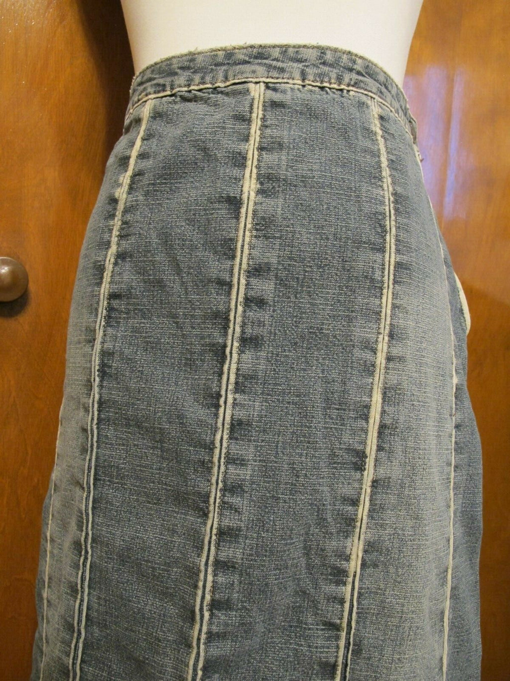 London Collection Women’s Denim Blue Fitted Skirt Size 38 USA 6 Pre Owned