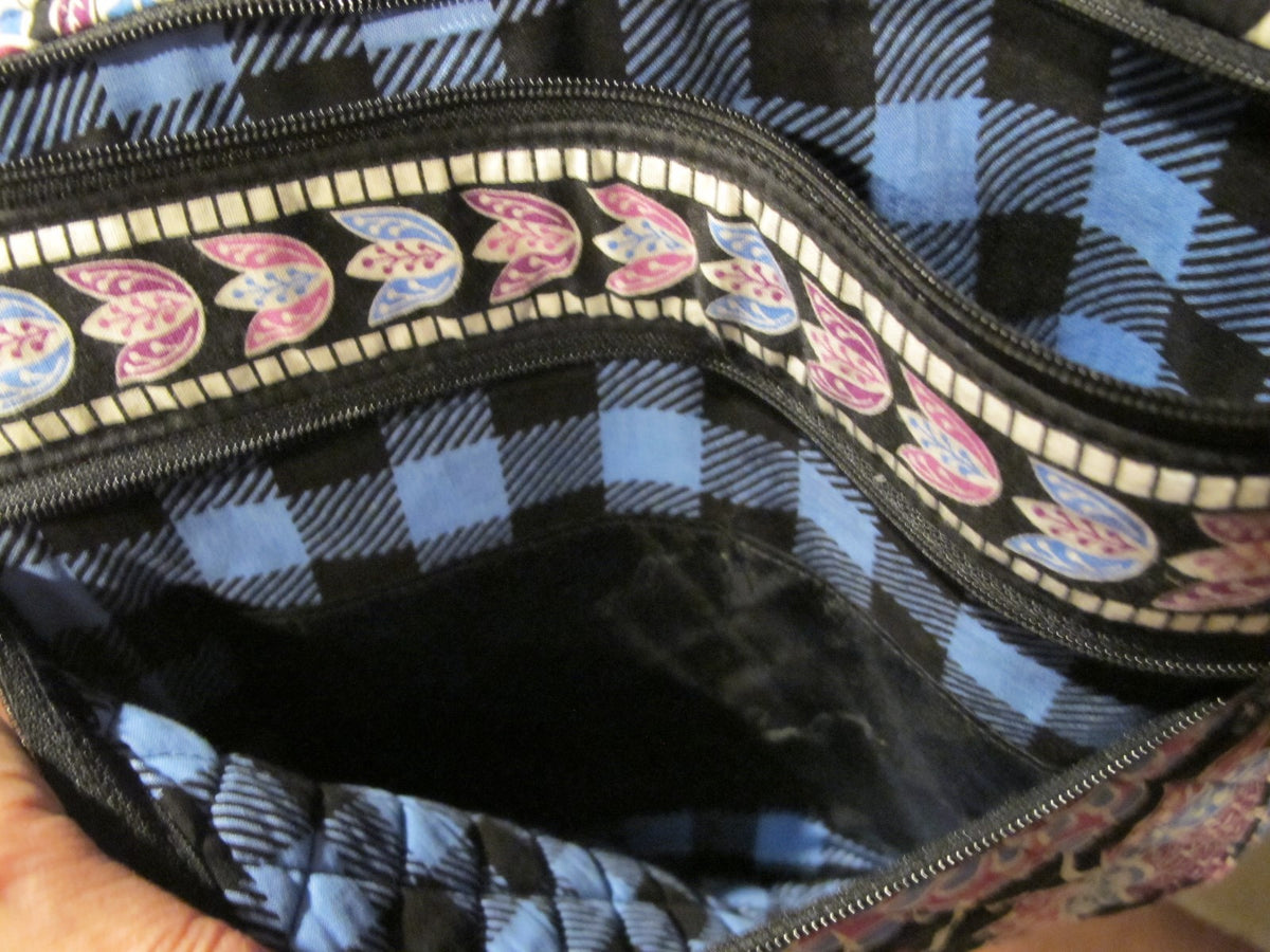 Vera Bradley Women's Black Multi Color Shoulder Crossbody Quilted Zippered Bag