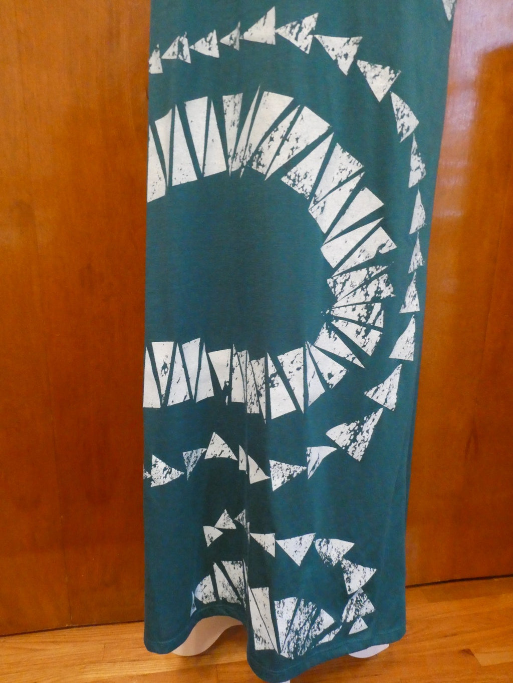 Material Girl Junior Small Maxi Dress Green White Geometric Print Lace Up Back