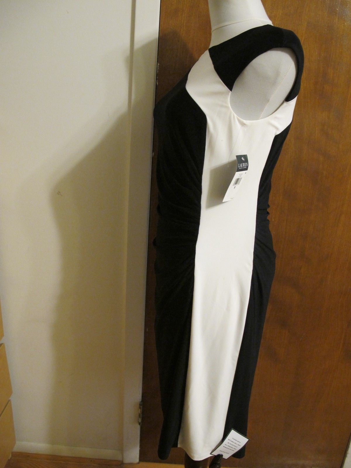 Ralph Lauren Women's Black White Evening Lined Dress 8