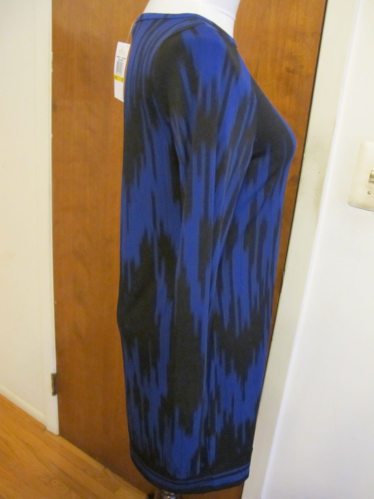 Michael Kors women’s black blue boat neck jersey shift long sleeve dress Medium