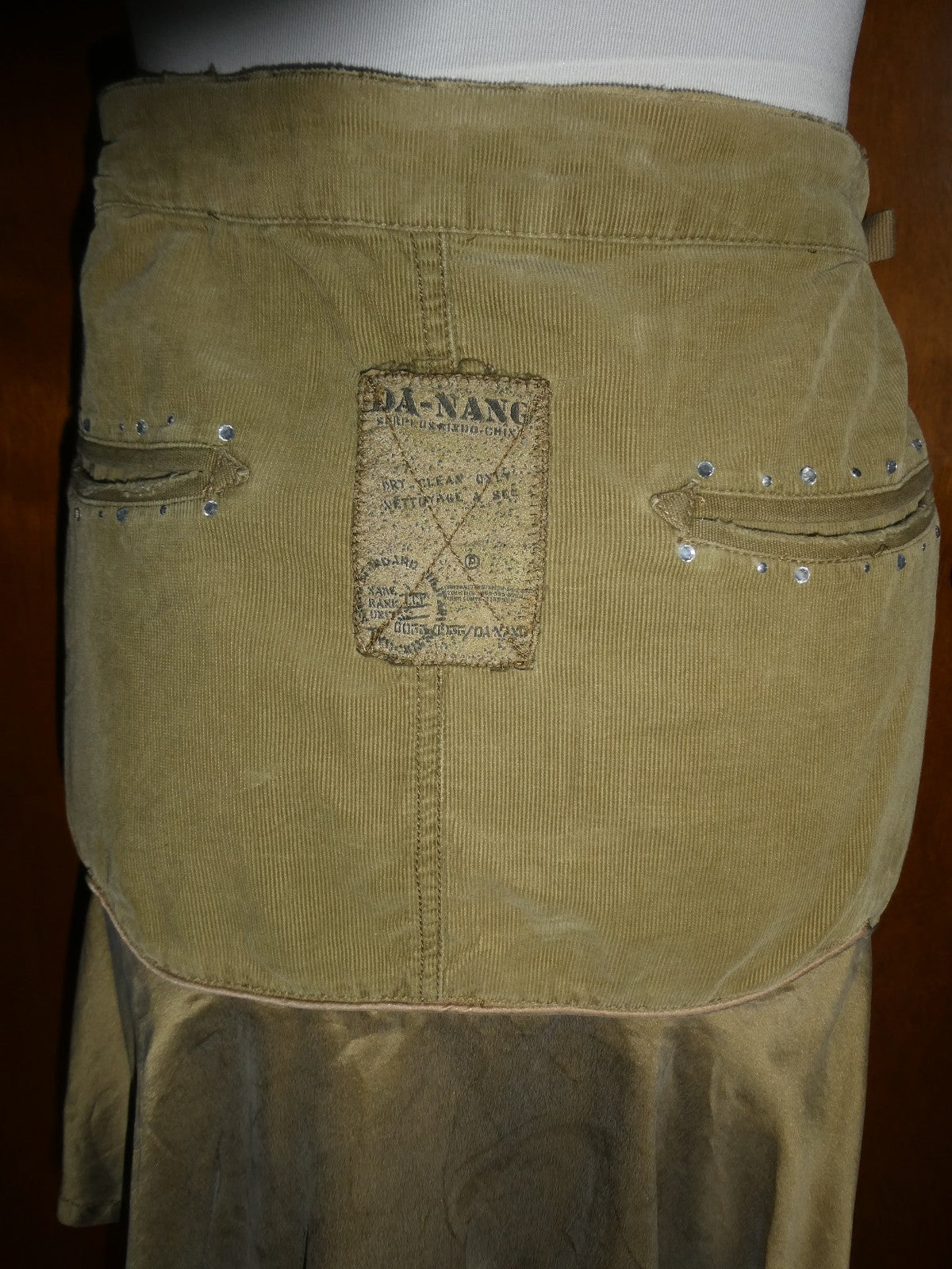 DANANG military green supper cute, supper soft skirt 100% cotton/silk large $150