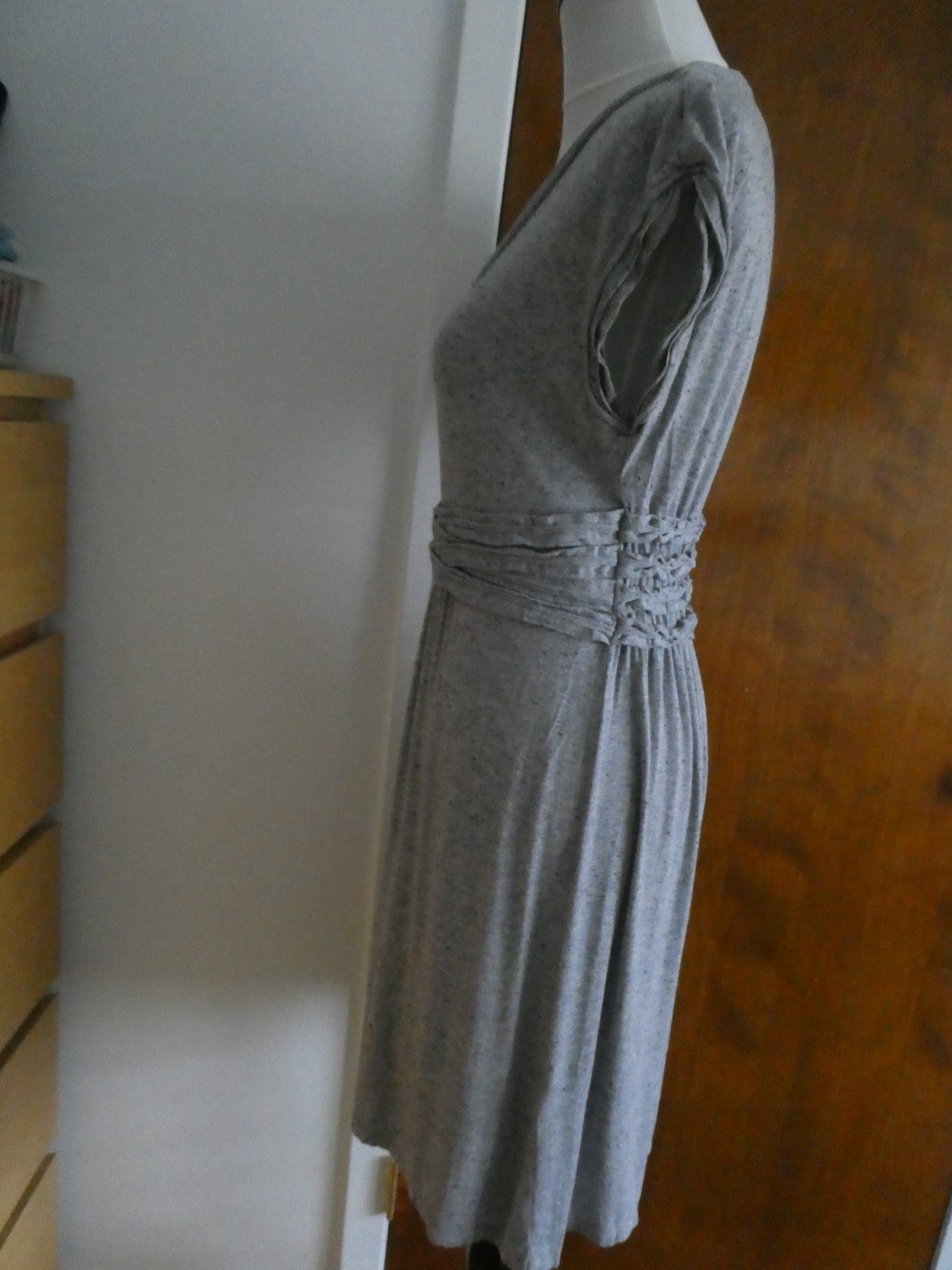 Max Studio women knit jersey dress heather gray with black flecks, featuring L