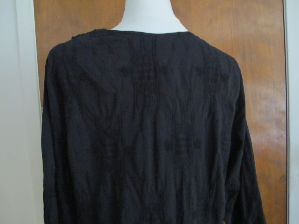XCVI women's black cotton crafted embroidered top XLarge NWT