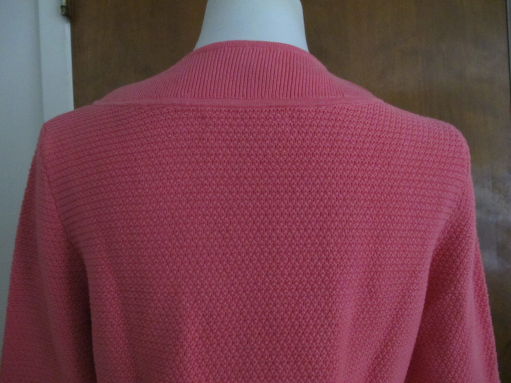 Jones New York Signature Womens Pink Buttoned Pocketed 3/4 Sleeves Jacket Large 
