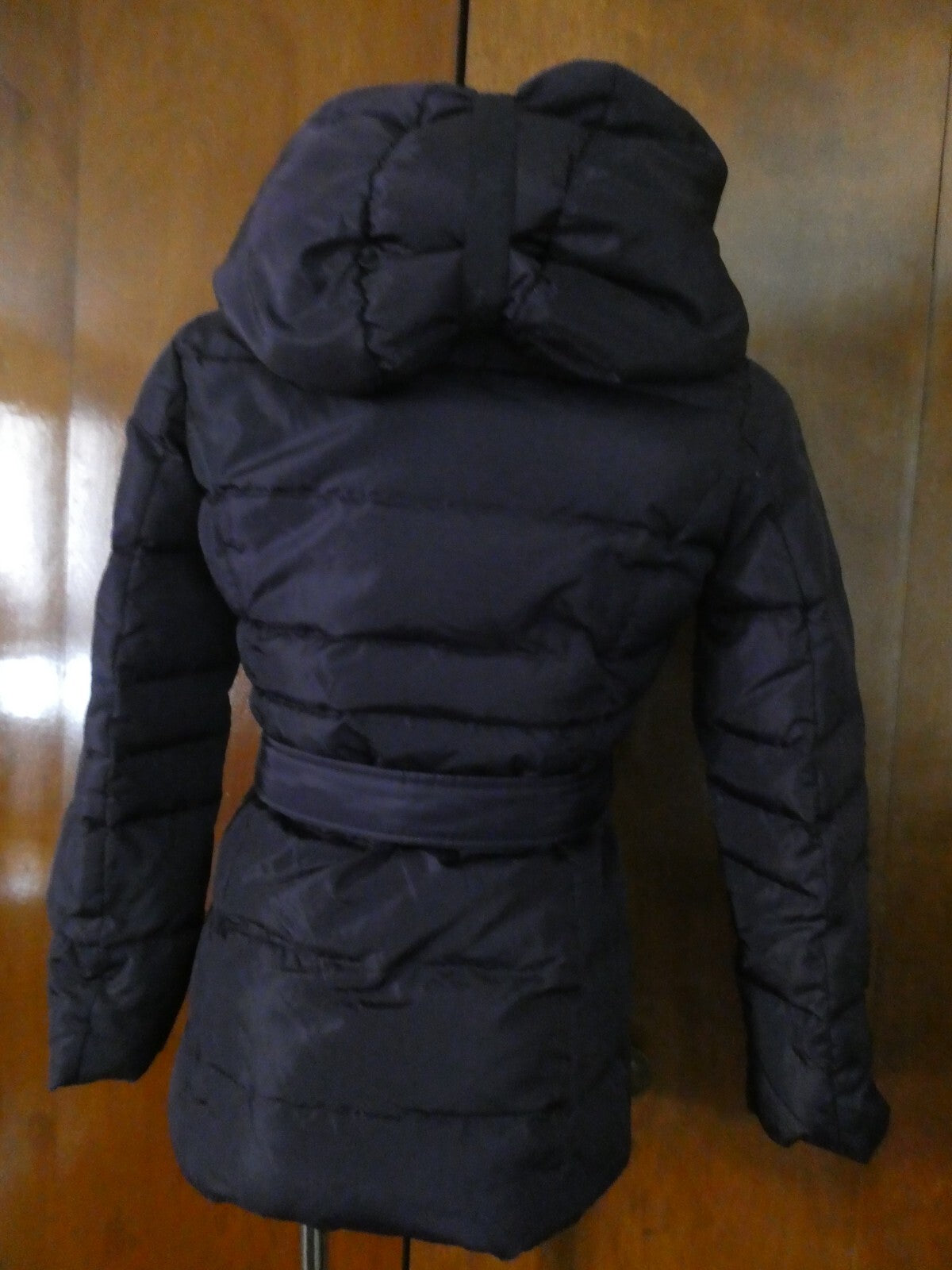 Via Spiga Women’s Down Coat Jacket Dark Purple Hooded Size M (fits small)