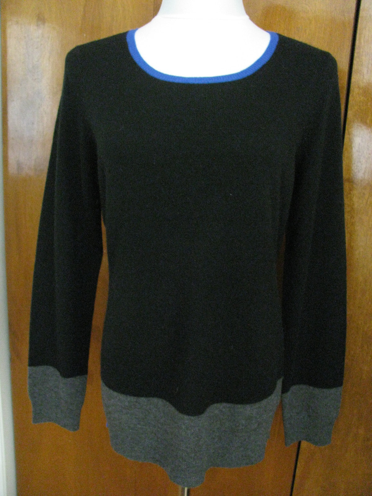Ralph Lauren women's blue black gray cashmere sweater size Large New