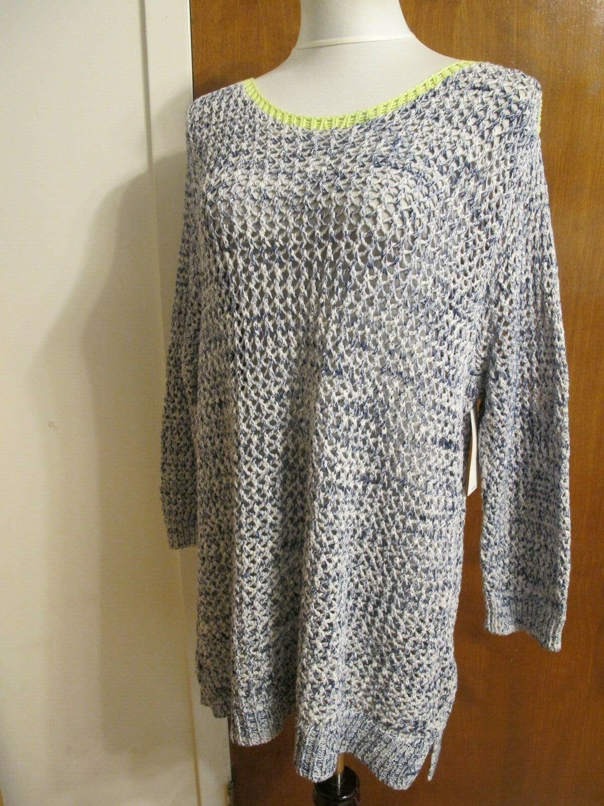 Two By Vince Camuto Women’s Gray Loose Knit  Cotton Sweater Xlarge 