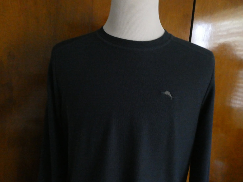 Tommy Bahama Men Medium Long Sleeve Shirt Black Crew Neck Casual Classic Fit