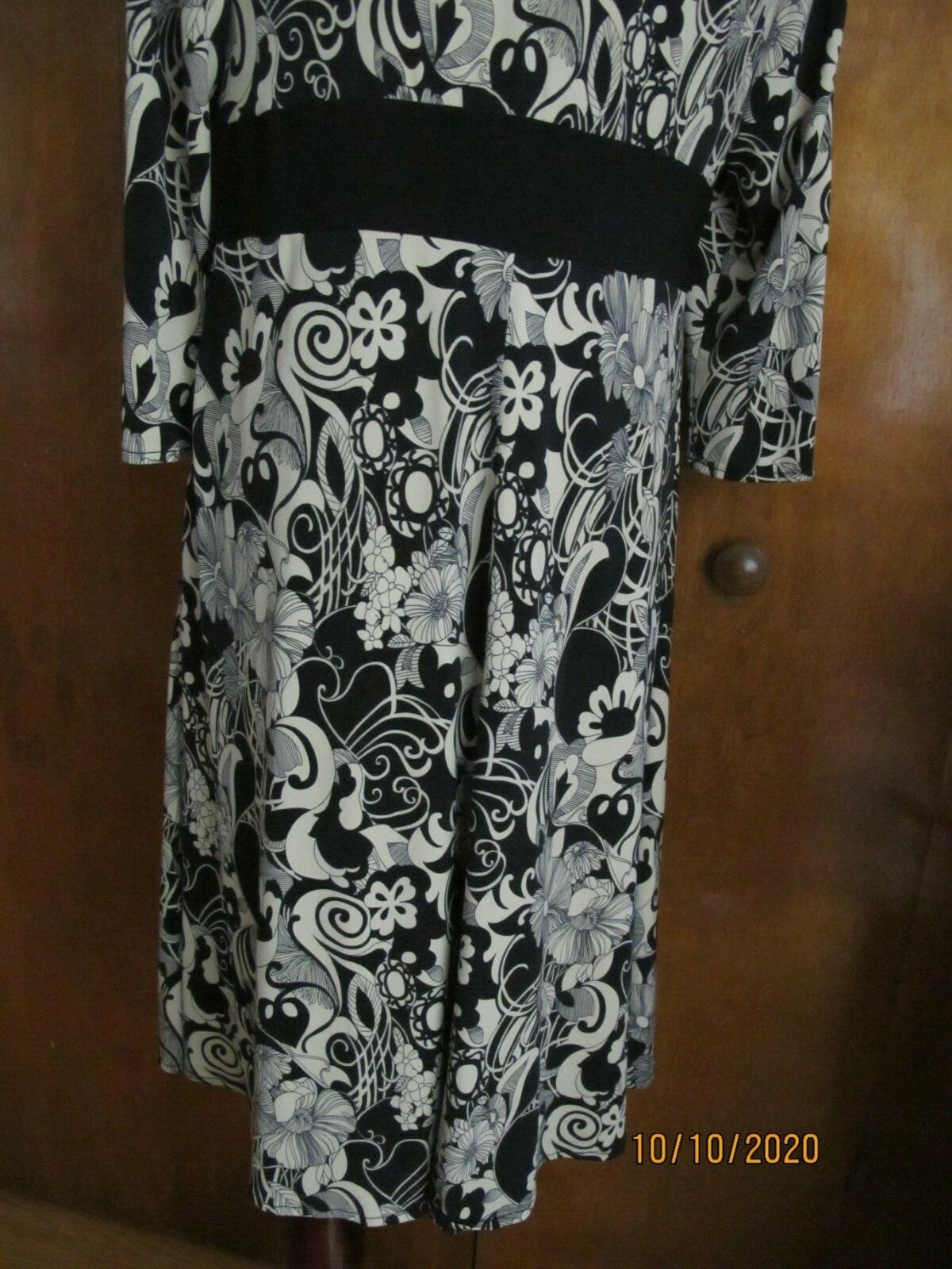 OC by OC women's black beige A-line lined dress 12