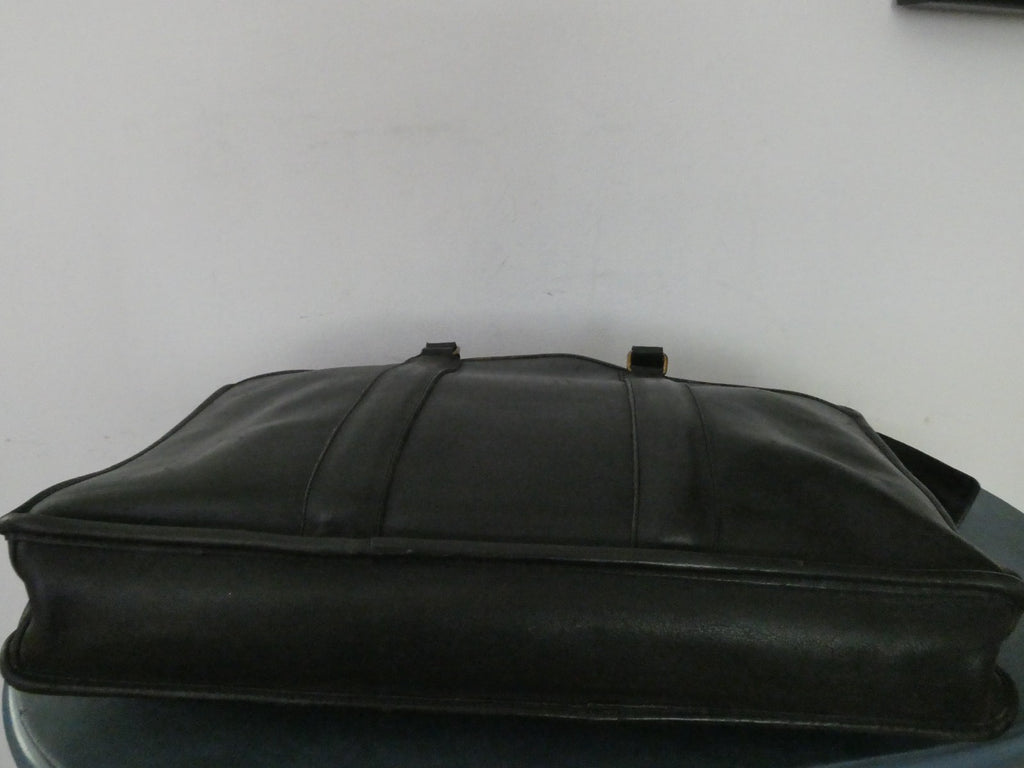 Vintage Authentically Coach Briefcase/ Tote Black Glove-Tanned Leather 570-8625