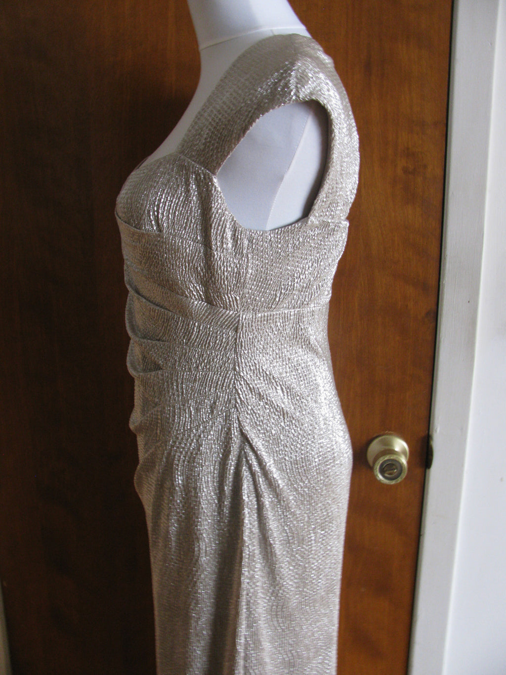 Lauren Ralph Lauren Women’s White Gold Evening Maxi Dress 