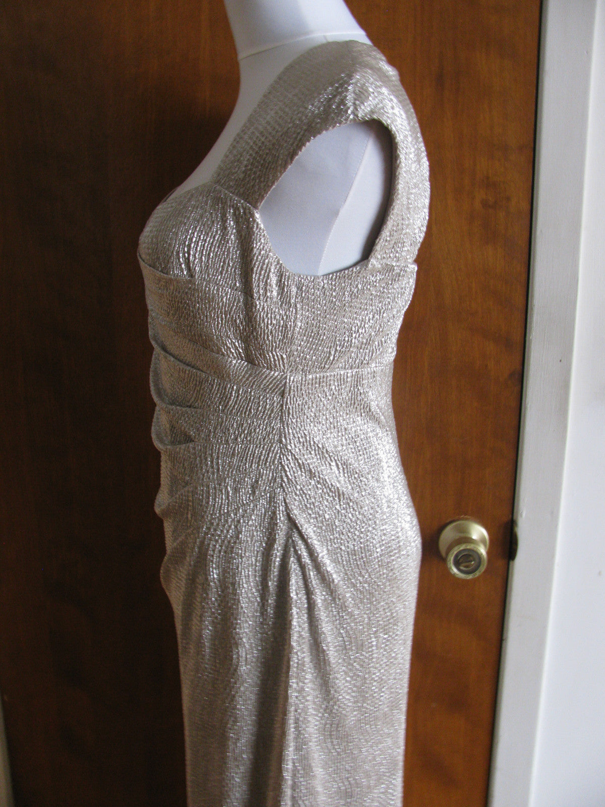 Lauren Ralph Lauren Women’s White Gold Evening Maxi Dress 