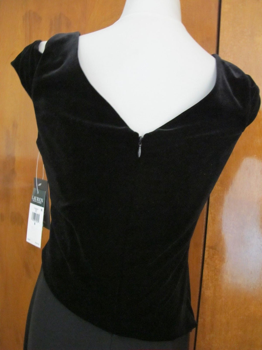 Ralph Lauren Women's Black Evening Velour Top Detailed Jumpsuit New