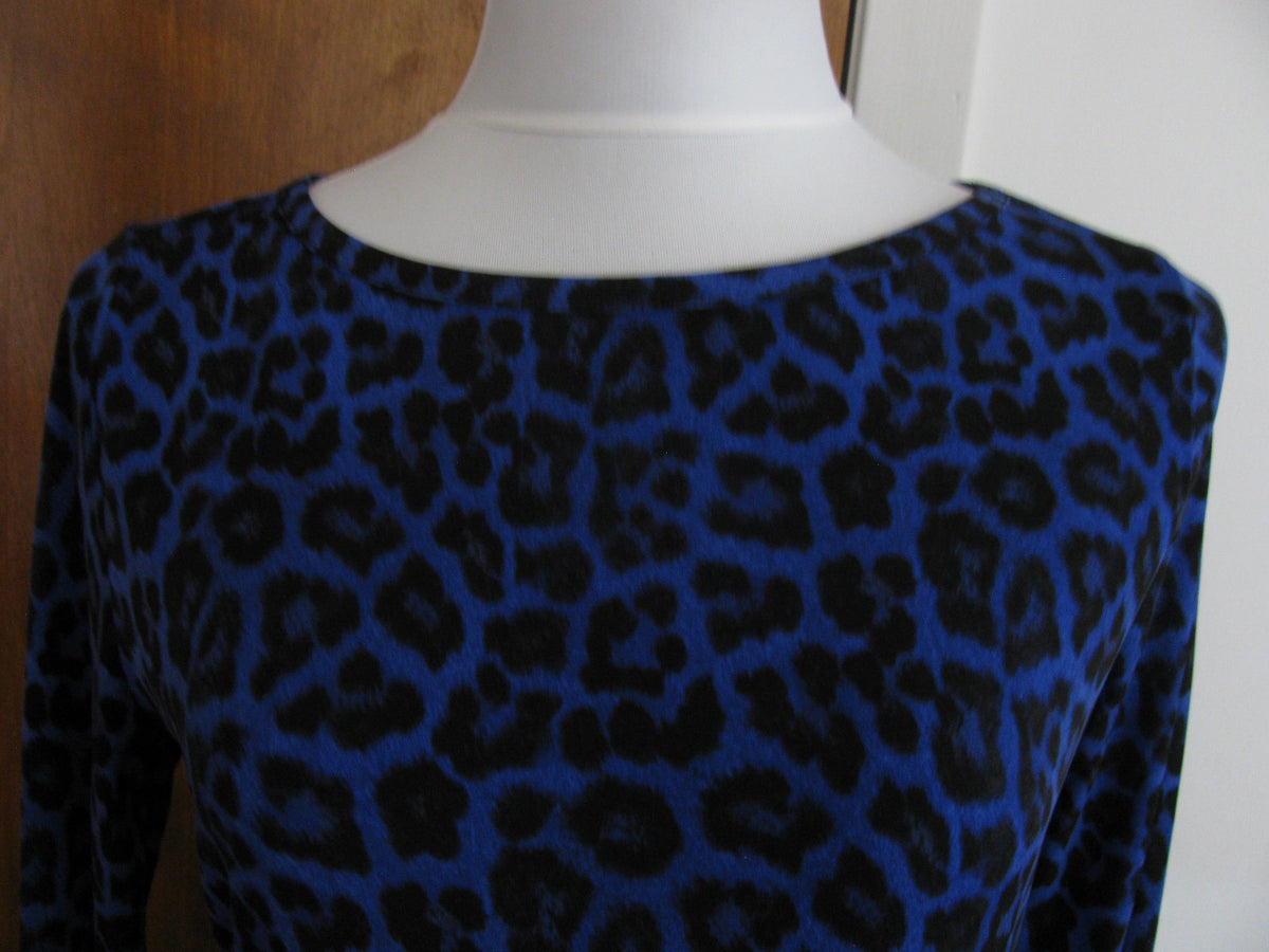 Michael Kors women’s printed dark azurite boat neckjersey shift dress New