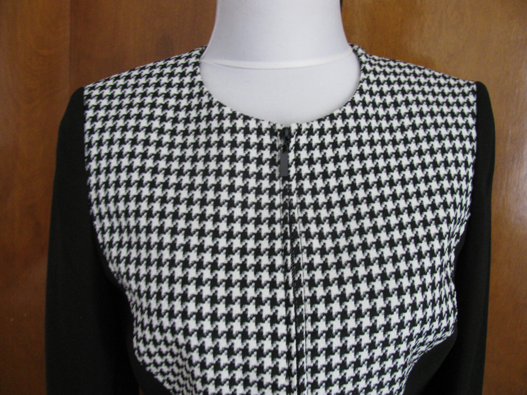 Tahari Asl women's Two Piece Peplum Skirt Suit Black white New