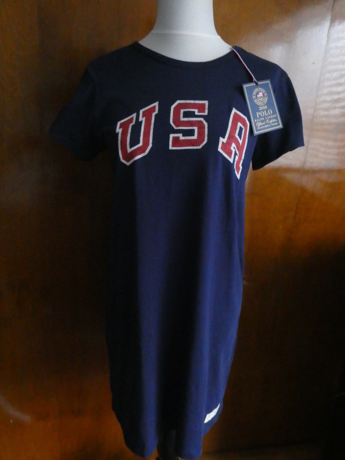 Polo Ralph Lauren 2016 Team USA Olympic Dress Women Navy Blue Cotton USA Graphic