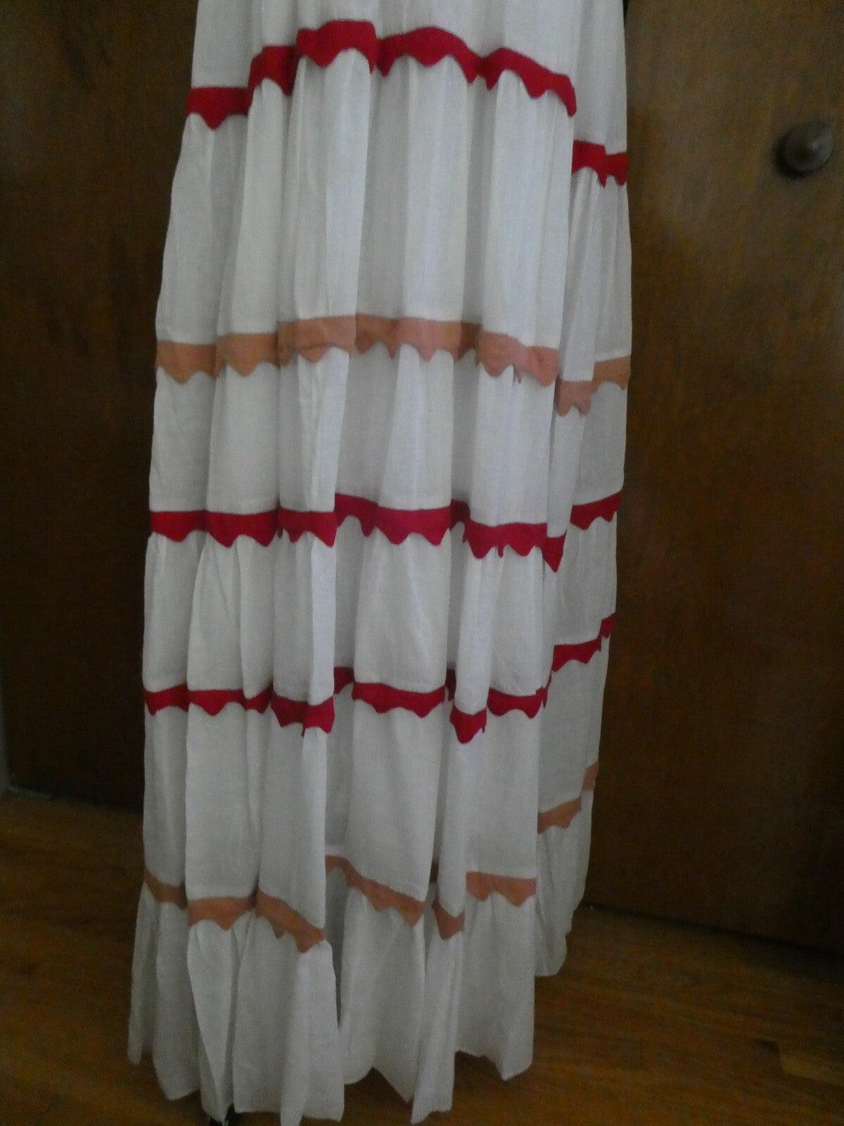 Anthropologie  Carolina K White/Red Lined Maxi Marieta Dress XSP (fits Large)