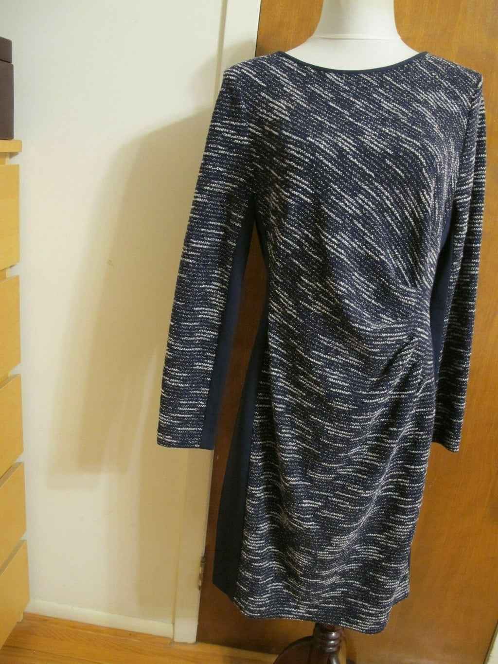 Ralph Lauren Women’s Navy Gathered Long Sleeves Dress Size 14 