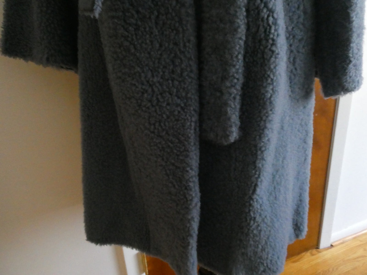 Theory Robe Coat Metal Blue Shearling Lamb Fur Teddy Coat M $2895 Made In Turkey