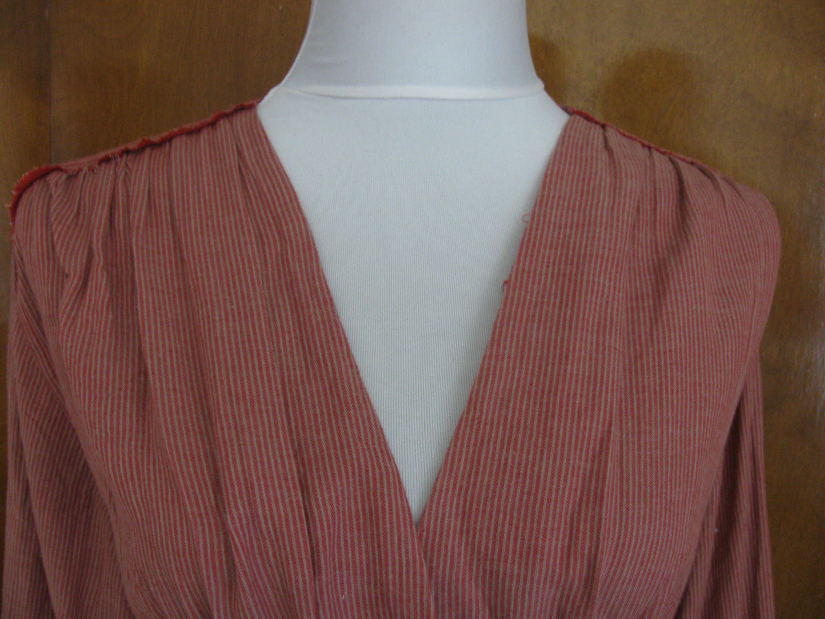 Free People women's red stripe combo cotton lined tunic top 