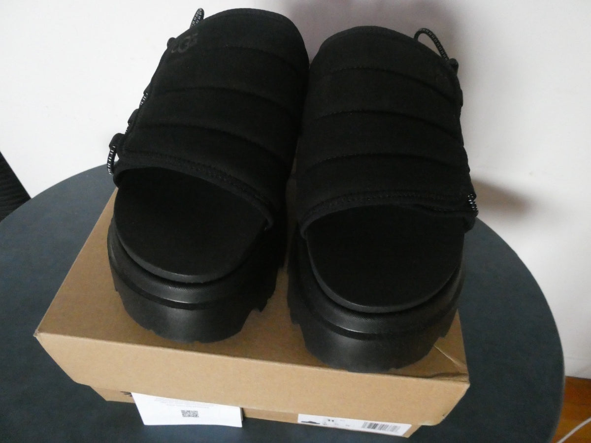 UGG Callie Platform Slide Sandals Black Women US 11 EU 42 New Chunky Lug Sole