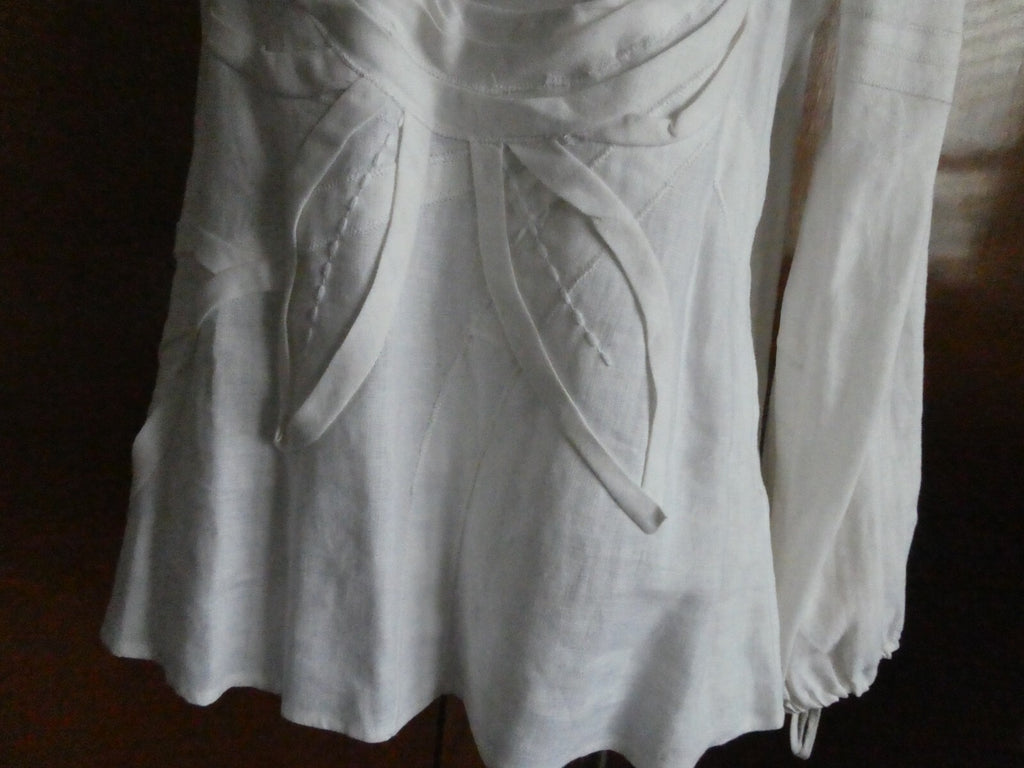 Joseph A. women's 100% linen white stylish detailed tunic top size 8