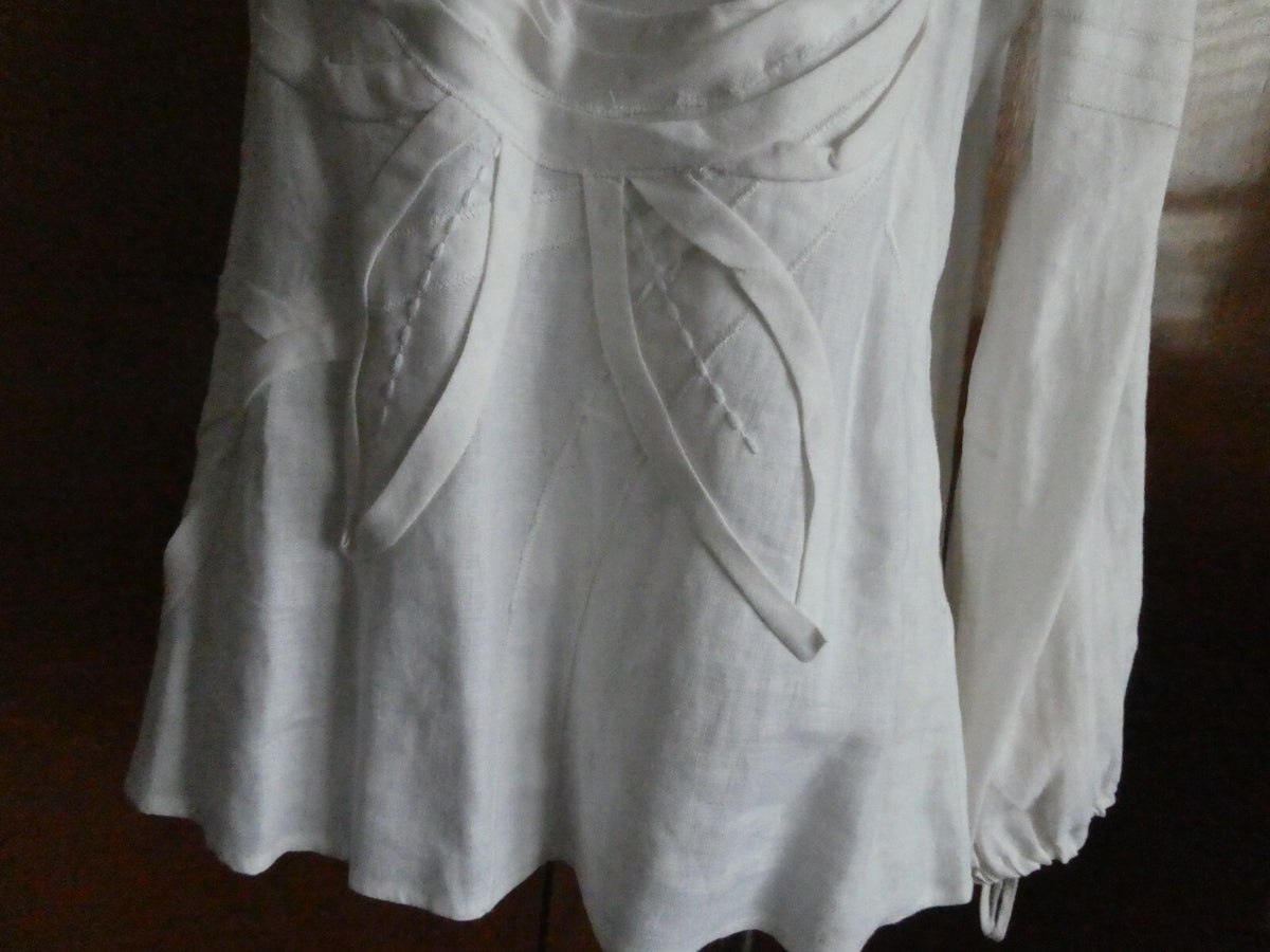 Joseph A. women's 100% linen white stylish detailed tunic top size 8