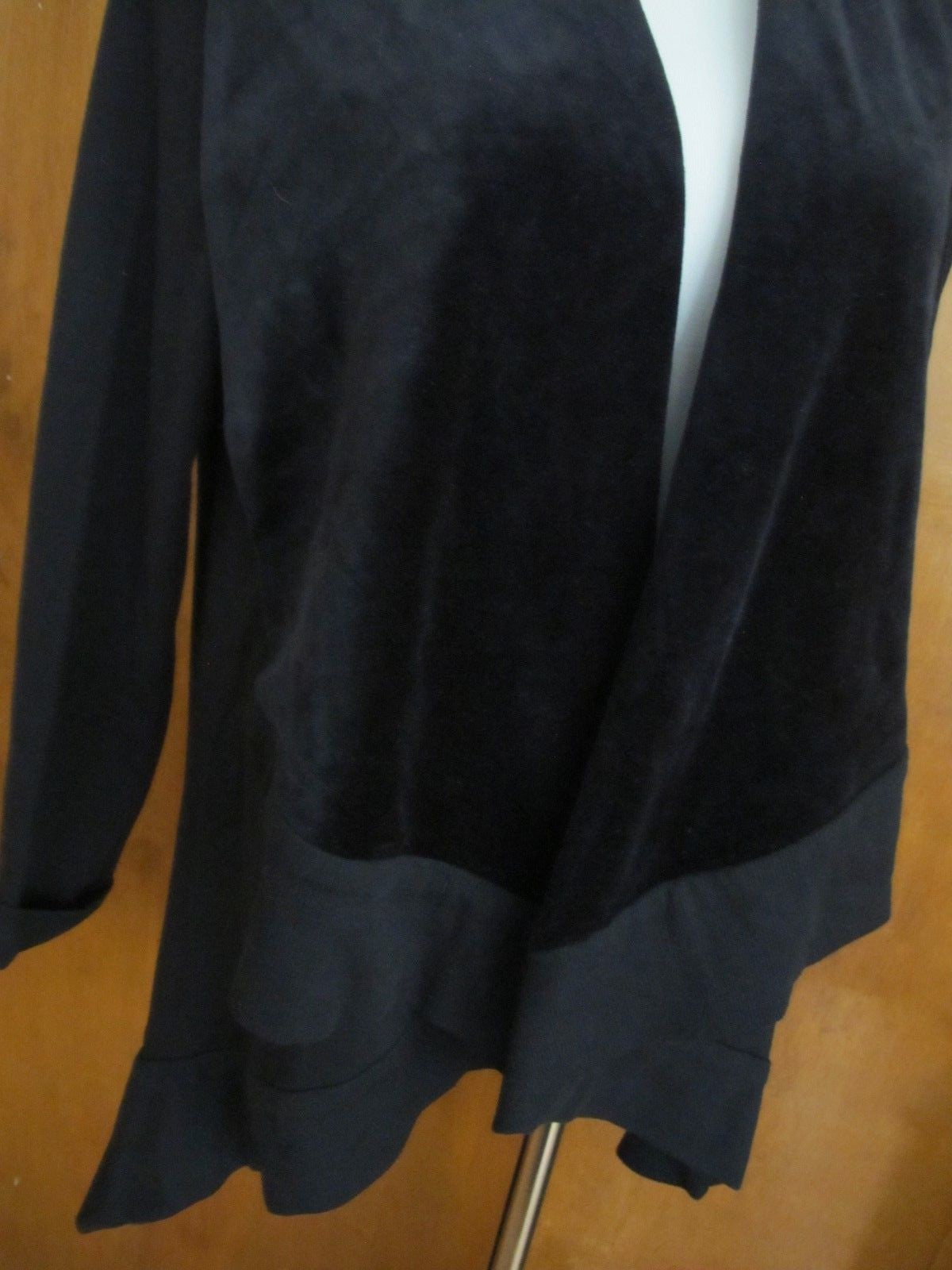Adrienne Vittadini cardigan women's black flannel open front  Saks Off 5th Large