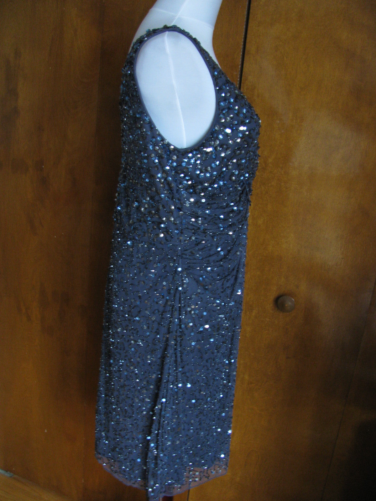 Patra Women’s Blueberry Evening Lined Sequined Twist Mesh Dress Size 12 New