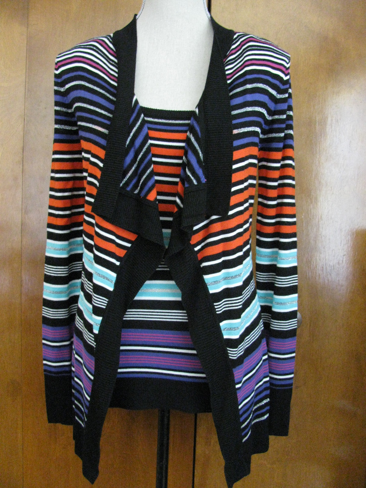 Calvin Klein women's multicolored lurex rayon cardigan 2 pcs set Size Xsmall New