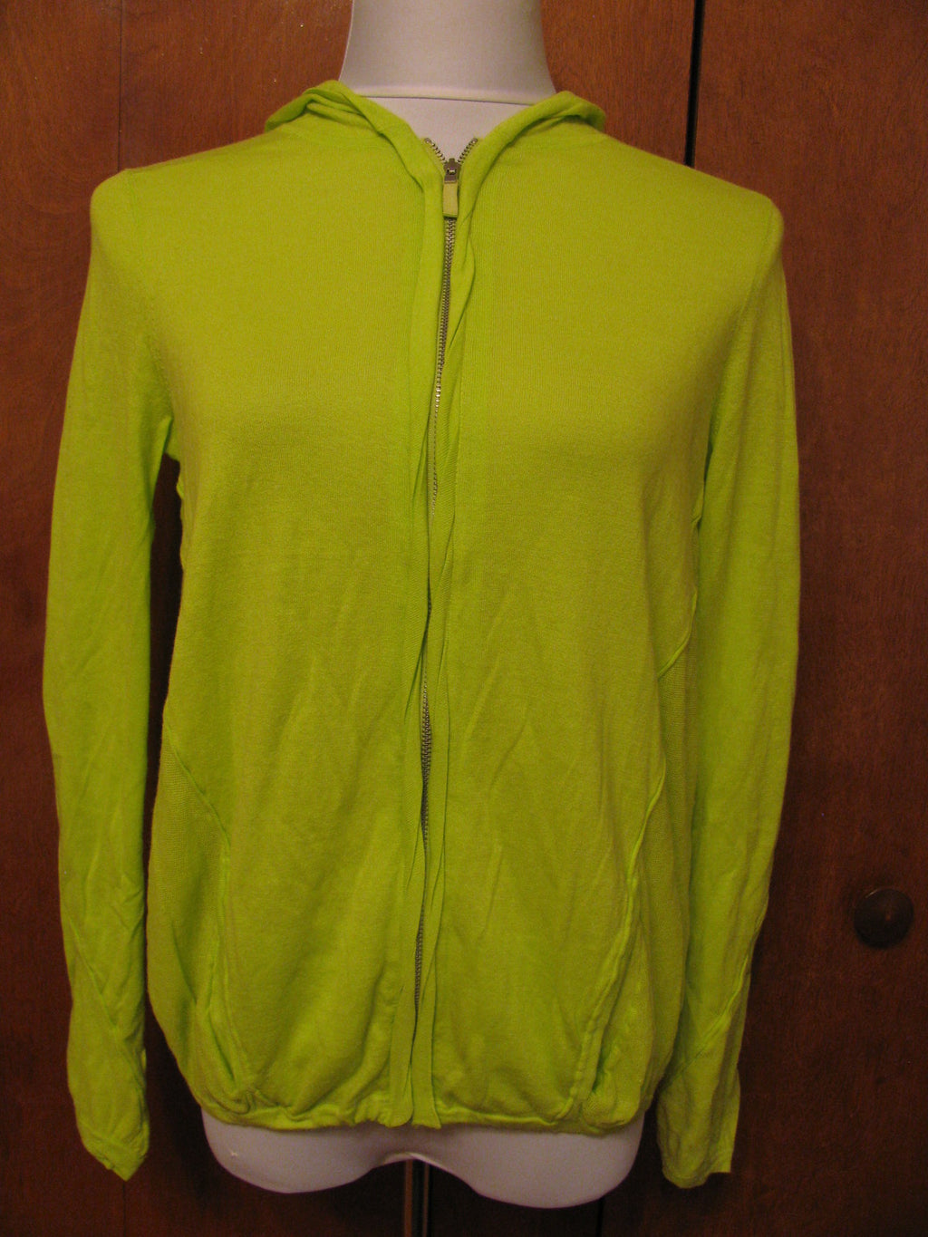 Magaschoni women's  green cotton zippered cardigan Xsmall New