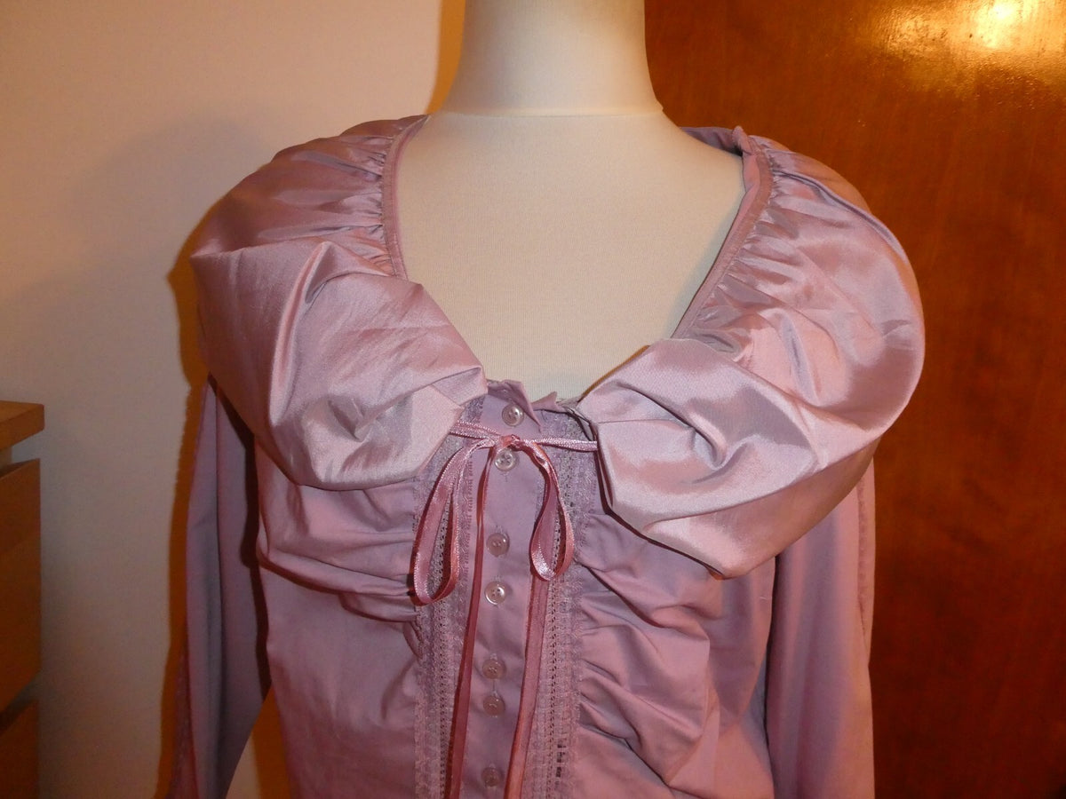 Kenar Women's Lilac Detailed Long Sleeves Evening Top Blouse Size Medium