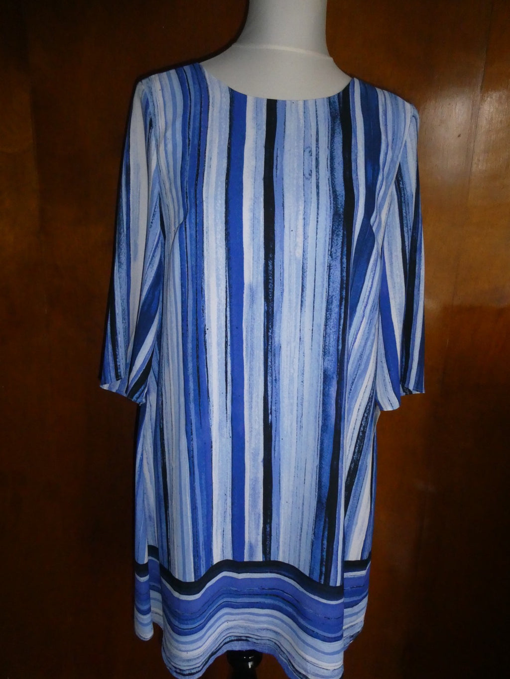 Apt. 9 Women’s Size 10 Blue Striped Shift Dress Lined Cutout Back NWT