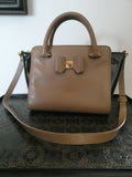 Ted Baker London Leather Crossbody Bag Nude/Black Top Handle Gold Bow Handbag