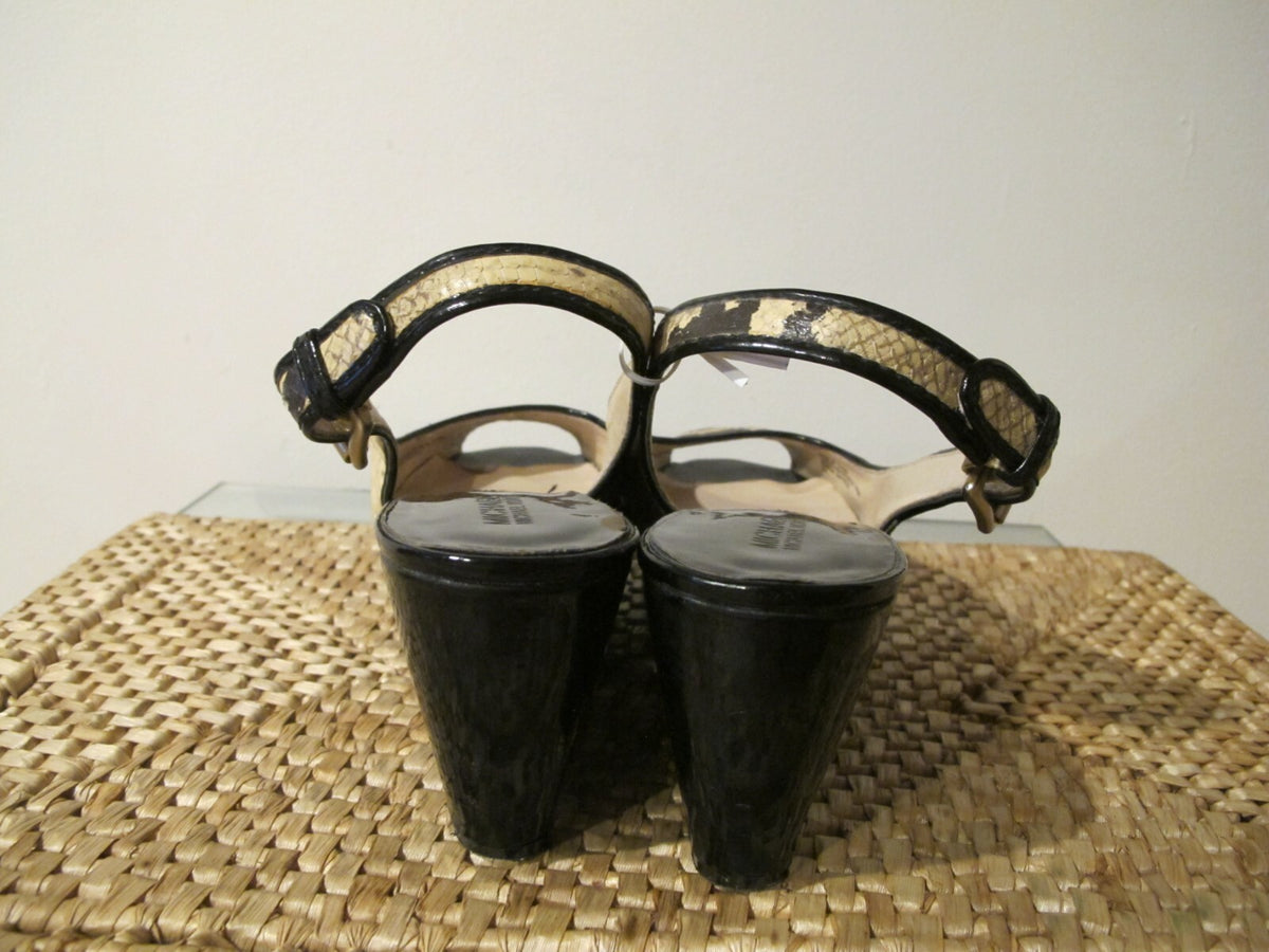 Michael Kors Black Ankle Strappy Wedge Heels Shoes Sandals Peep Toe Women's 10 M