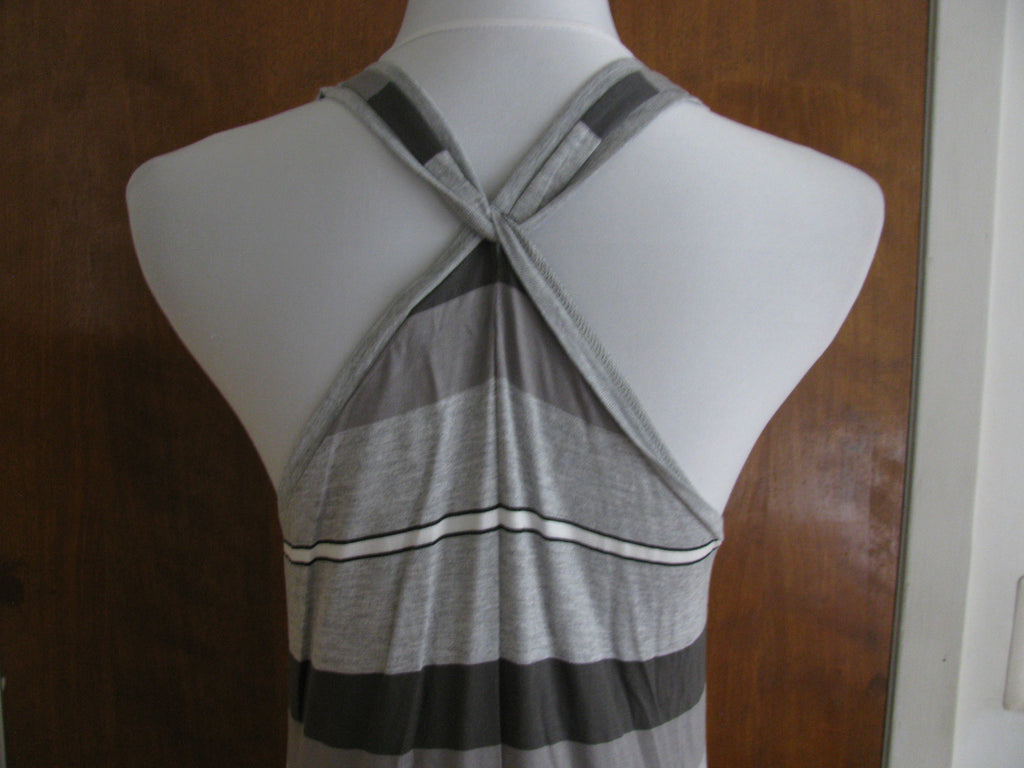 Gap Women's Gray White Striped Summer Rayon Long Dress New