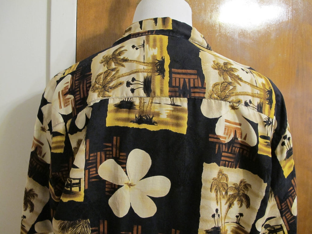 Tommy Bahama Men's Silk Multi Color Black Brown Summer Shirt Size Large 