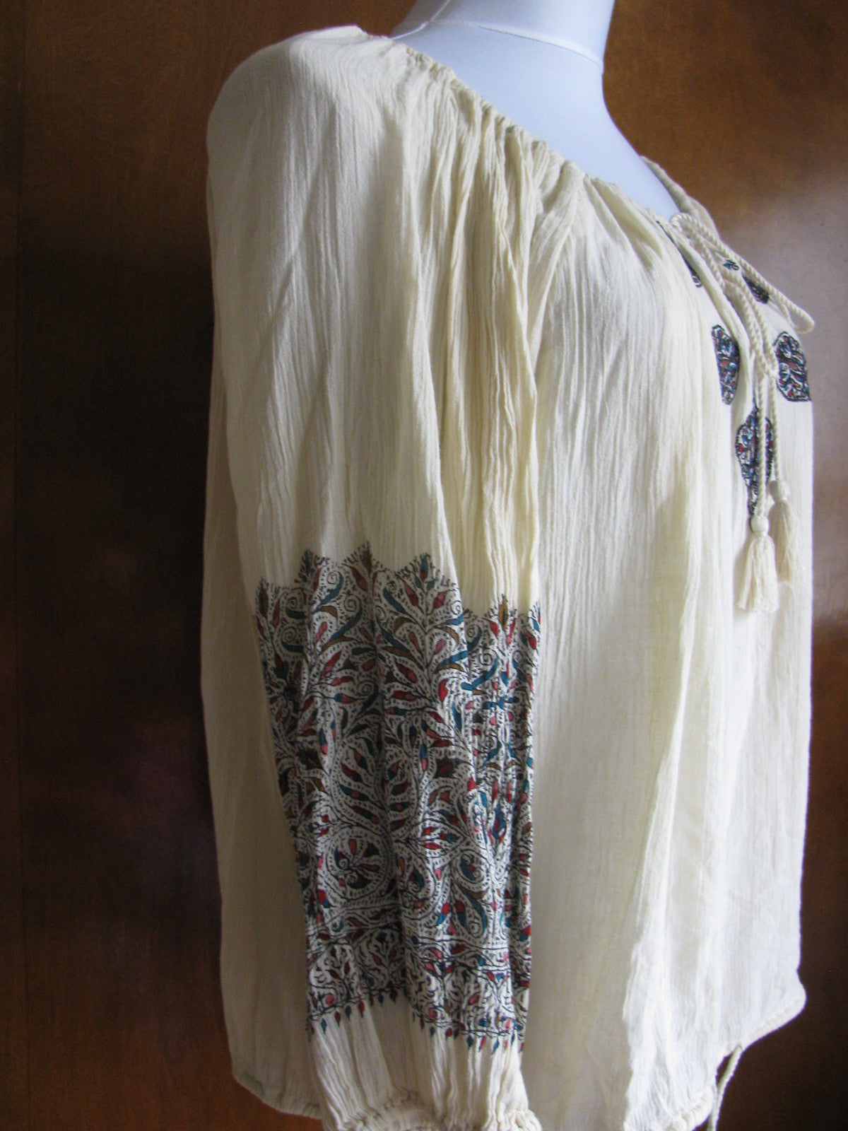Denim & Supply women's ivory cotton embroidered top medium 