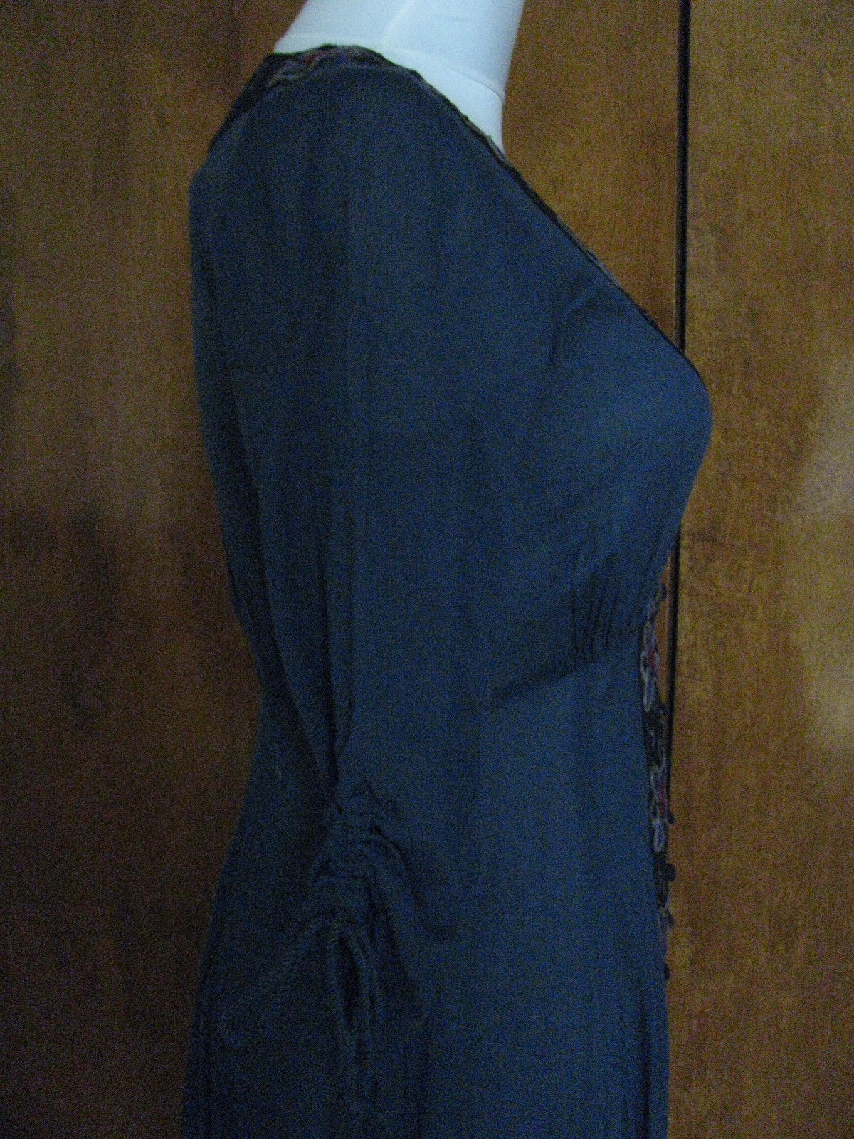 Free People Women's Navy Black Embroidered Soft Rayon Dress Size 0 New