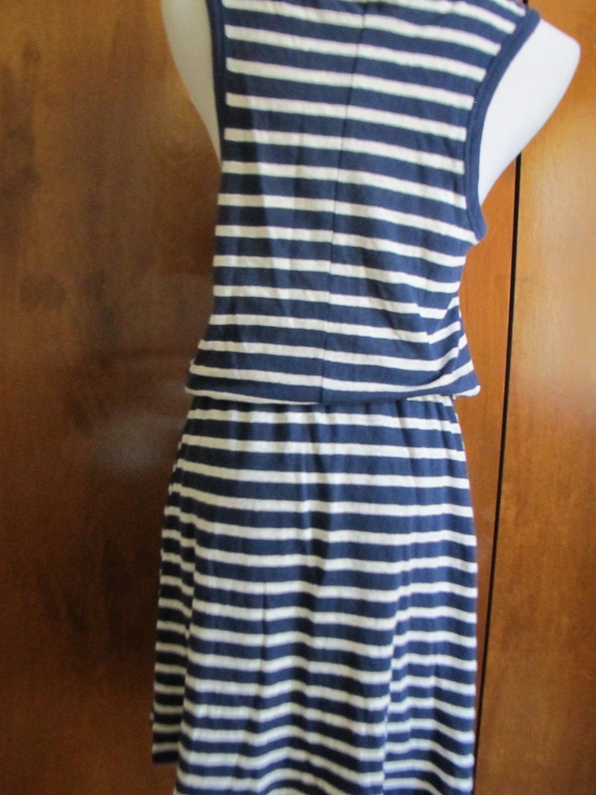 Gap women's blue white cotton linen stripped dress New