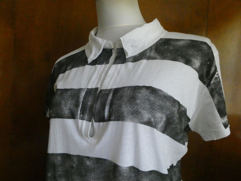 Link women’s short sleeves soft 100% cotton striped long top size large