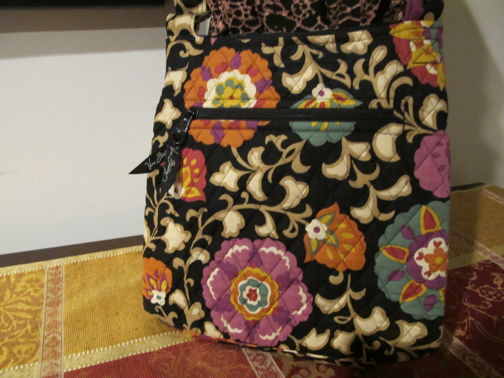 Vera Bradley Women's Black Red Yellow Shoulder Crossbody Quilted Zippered Bag