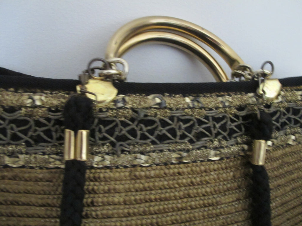 Women's Summer Gold Large Zippered Tote Handbag Made In Italy