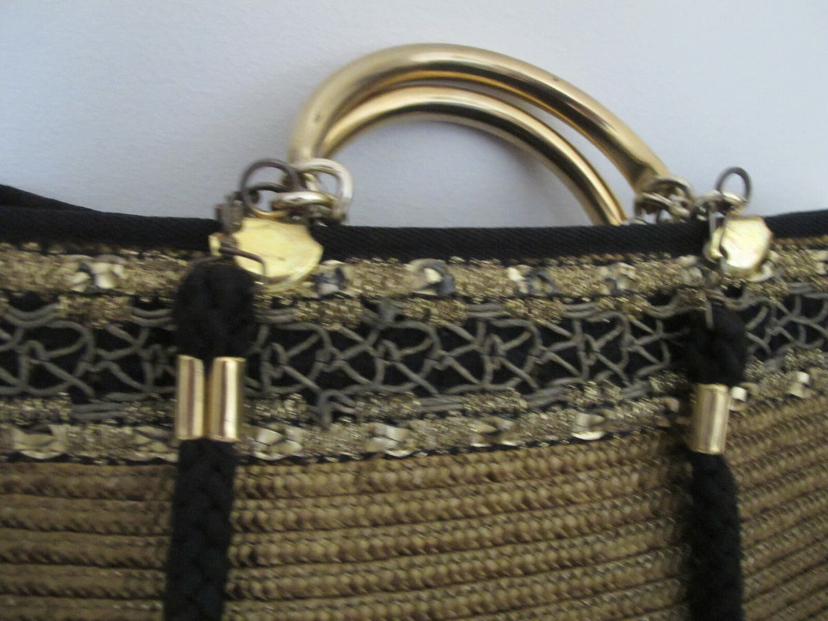 Women's Summer Gold Large Zippered Tote Handbag Made In Italy