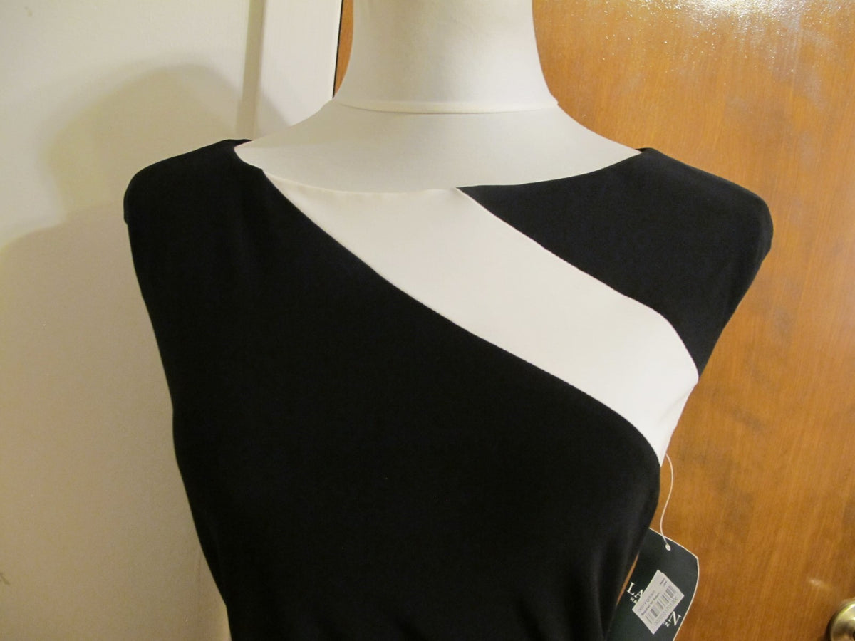 Ralph Lauren Women's Black White Evening Lined Dress 8