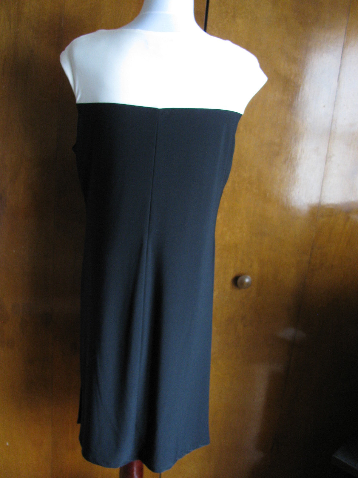 Ralph Lauren Women's Black White Faux Wrap Evening Lined Dress Size 14