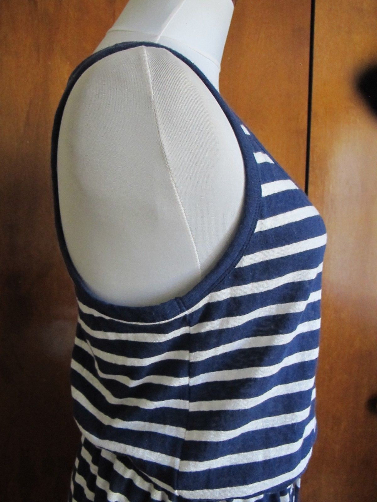 Gap women's blue white cotton linen stripped dress New