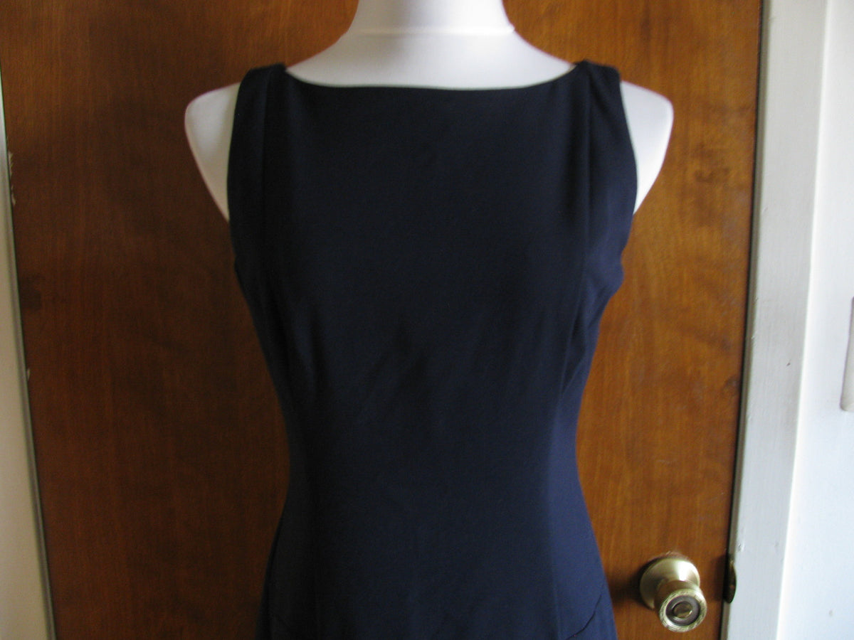 Ralph Lauren women's navy black  faux leather insert detailed NWT dress sz 6 