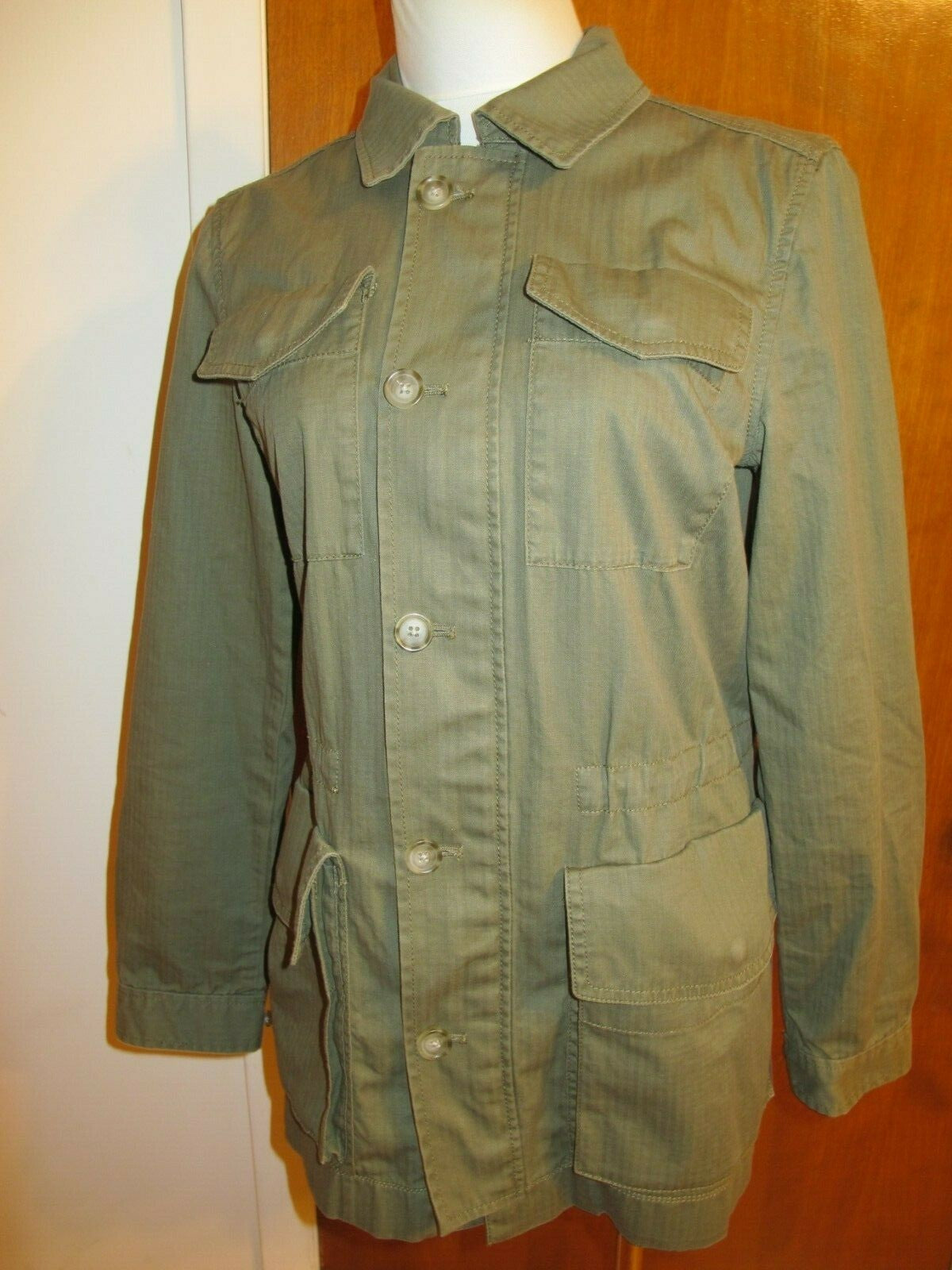 J.CREW Women’s Spring Weather Olive Green Button Down Cotton Jacket Blazer Small